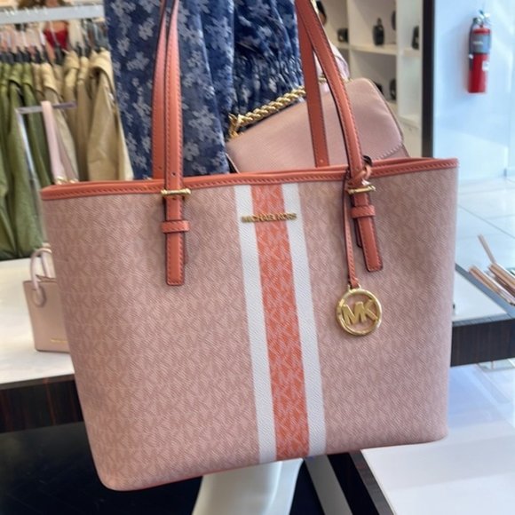 Michael Kors Jet Set Travel Medium Carryall Tote Sherbert Multi - Picture 16 of 16